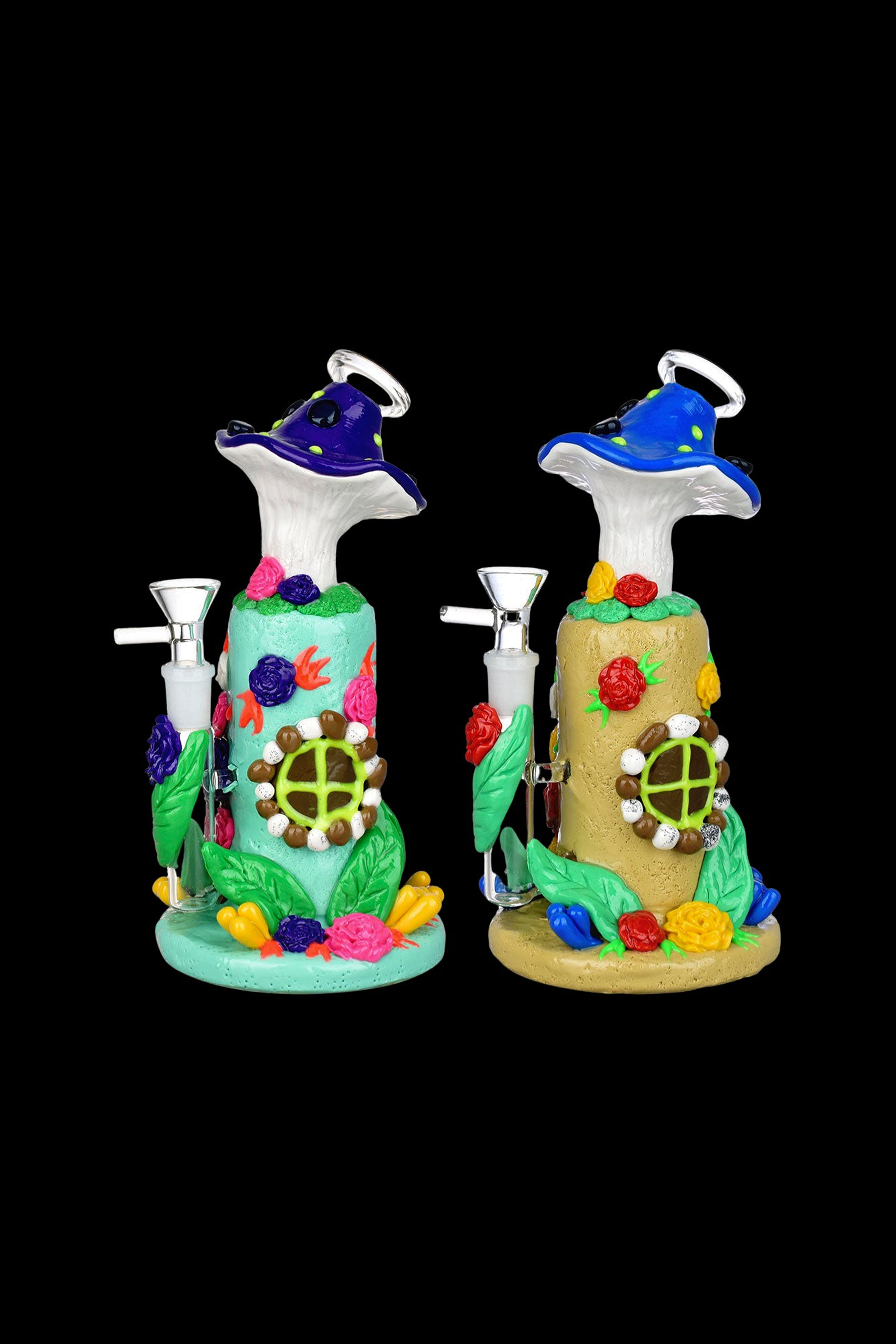Magical Flower And Shroom Cottage Glow Water Pipe - A Must-Have!