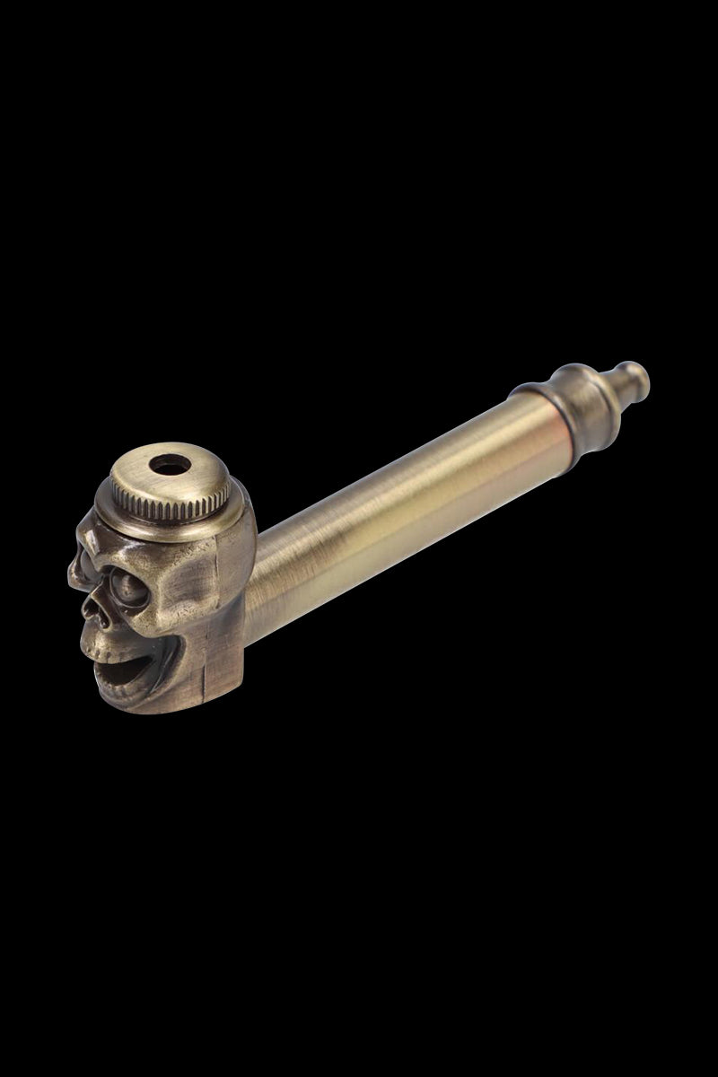 Stunning Metal Hand Pipe Featuring a Detailed Skull Head