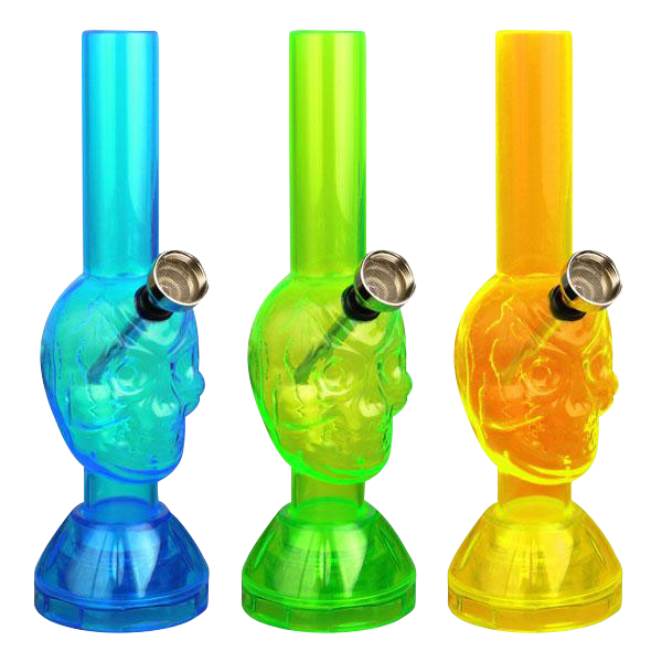 Awesome Mini Acrylic Skull Water Pipe with Built-in Grinder Base