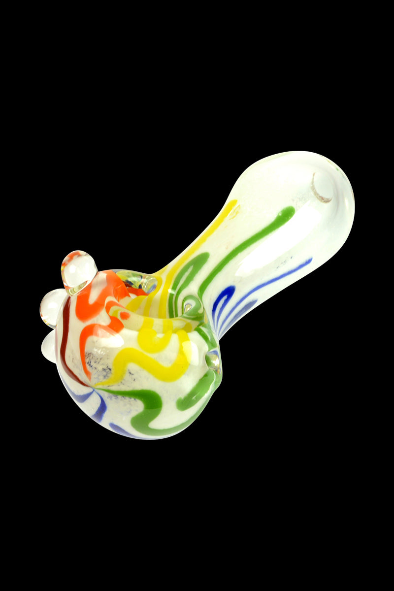 Glassheads Stunning Inside-Out Spoon Pipe with White Frit & Rainbow Stripes