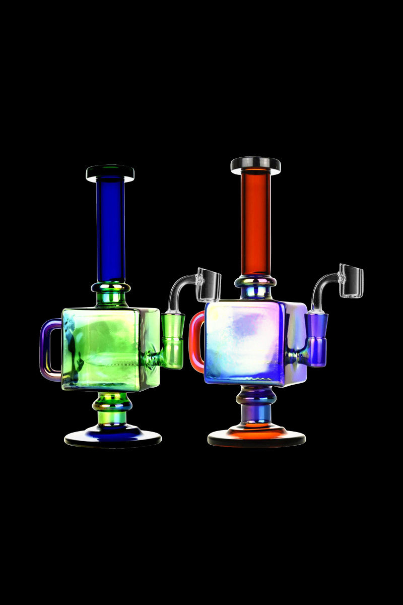 Stunning Iridescent Teapot Cube Inline Smoking Rig