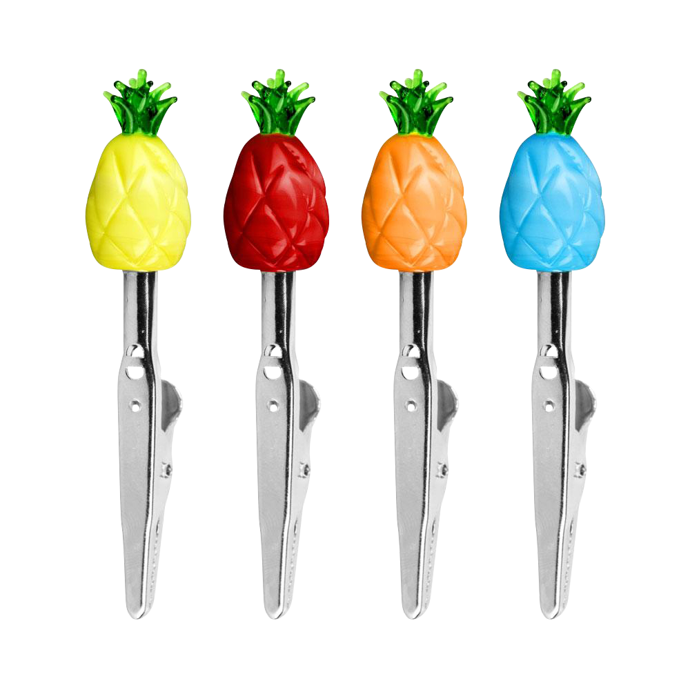Awesome 4-Pack Pineapple Glass Memo Clips for Smokers