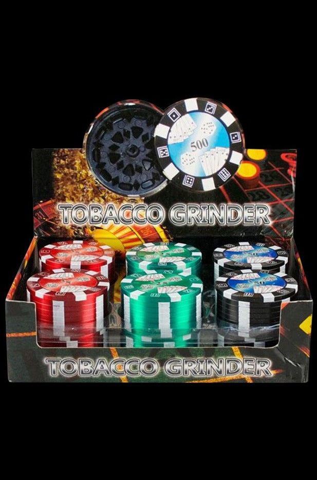 Cool 12-Pack Metal Poker Chip 3-Piece Grinders