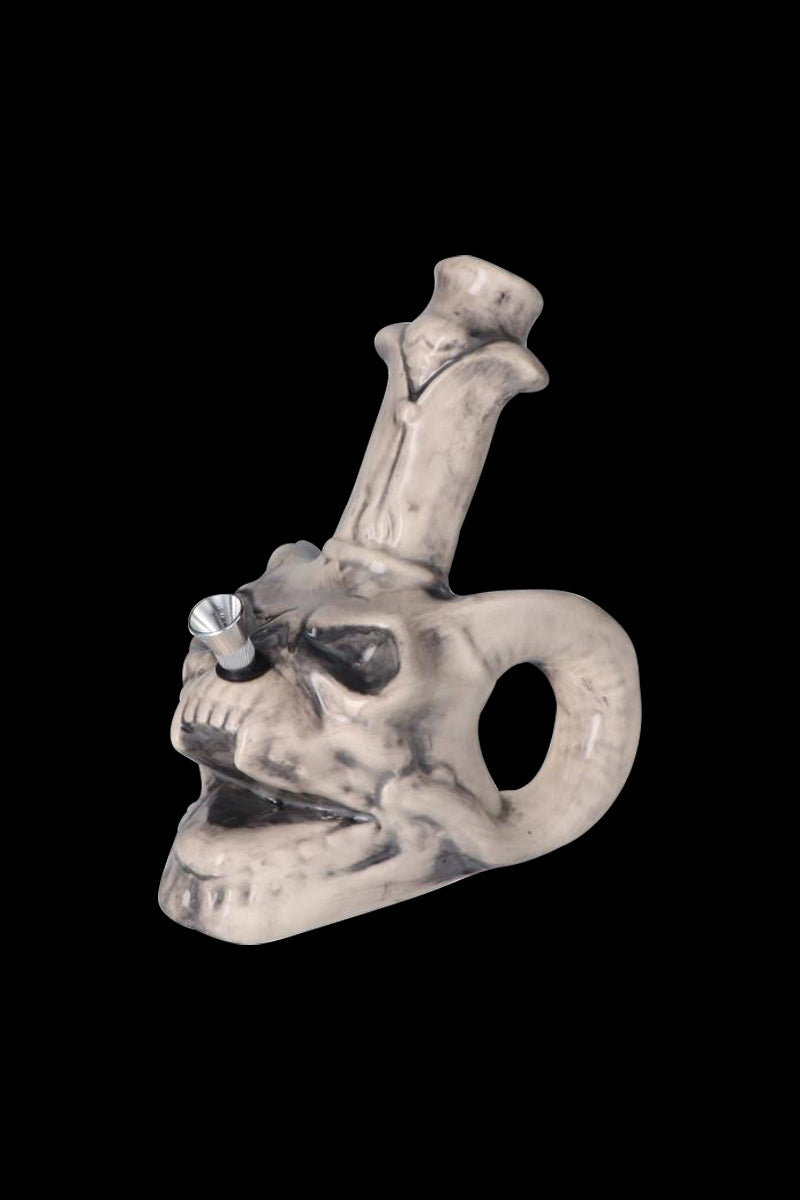 Stunning Horned Skull & Candle Ceramic Bong