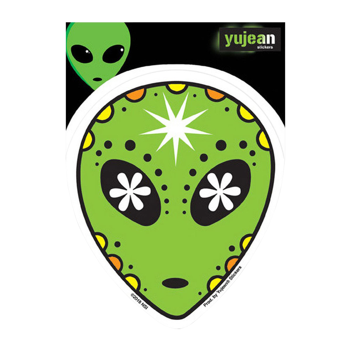 Alien Sugar Skull Sticker: A Stunning Extraterrestrial Decor