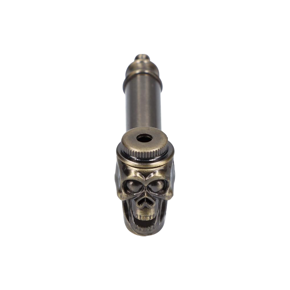 Stunning Metal Hand Pipe Featuring a Detailed Skull Head