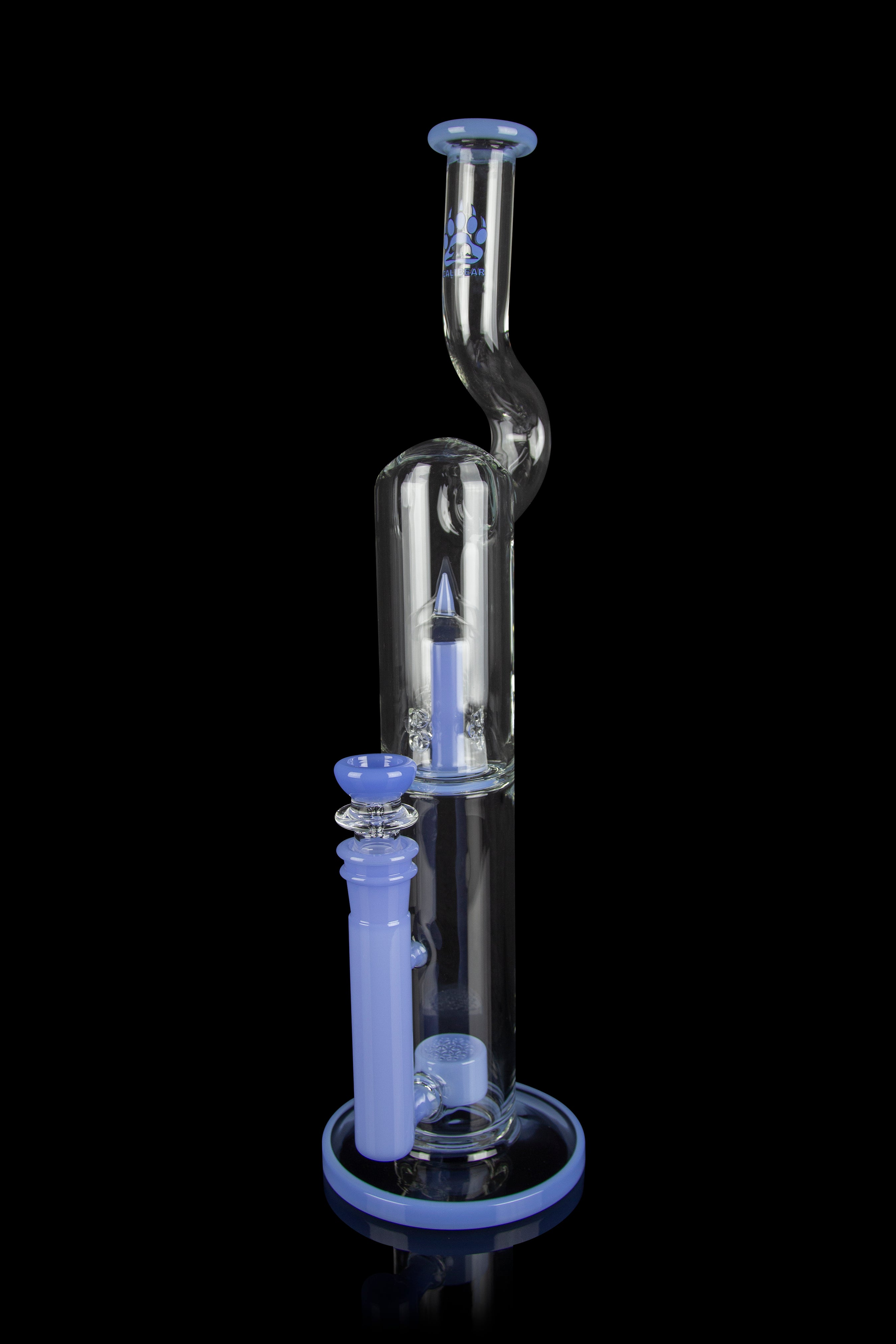 Calibear Pagoda Perc Showerhead Bong with Splashguard Bent Neck - Elevate Your Smoking Experience!