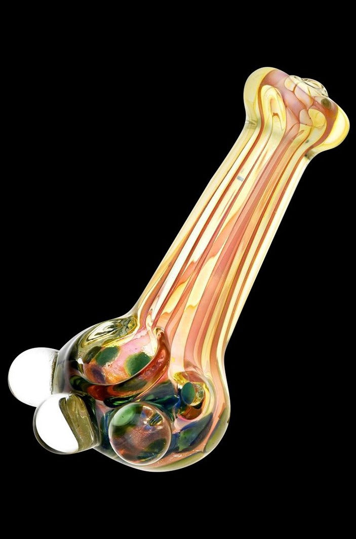 Stunning Inside Out Fumed Glass Spoon Pipe with Marbles