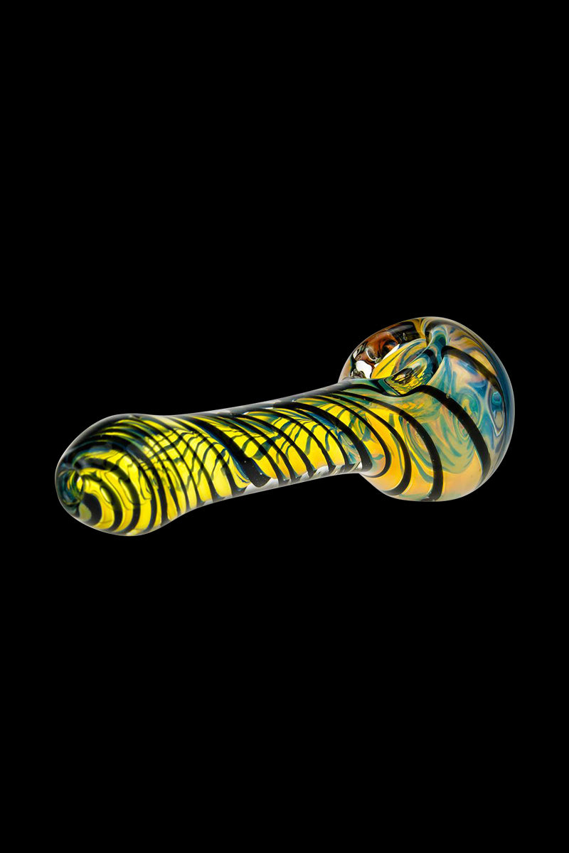 G-Spot Black and White Striped Hurricane Bowl Glass Spoon Pipe - A Stunning Smoking Companion