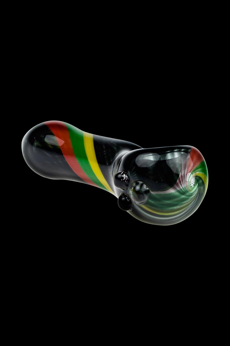 G-Spot Black Rasta Stripes Glass Spoon Pipe - Premium Smoking Delight
