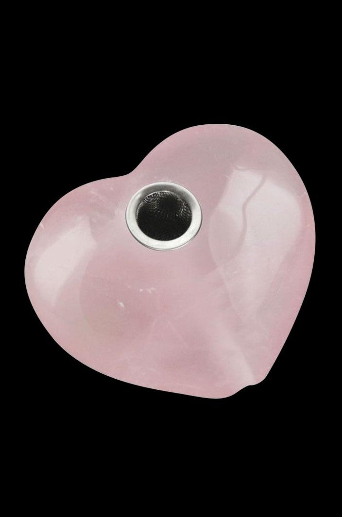Enchanting Rose Quartz Heart Gemstone Hand Pipe