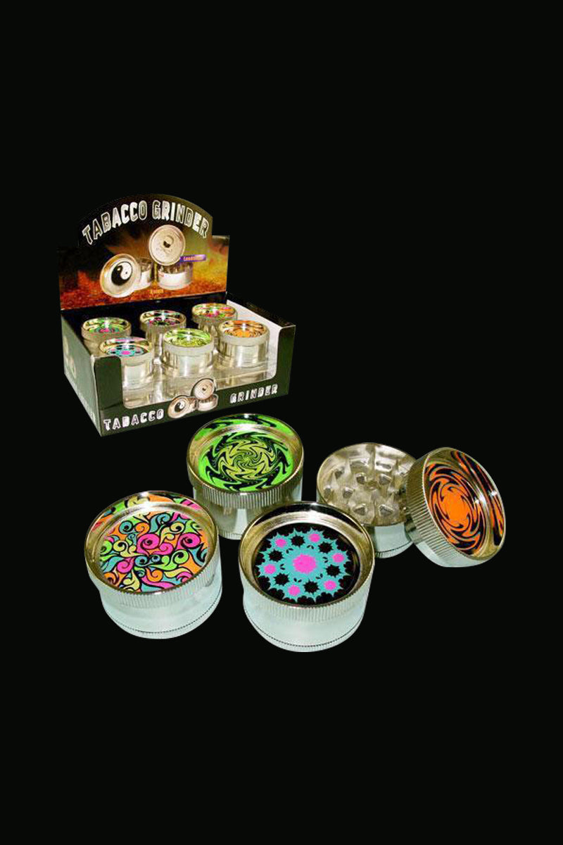 Amazing 12-Pack Metal 3-Piece Grinders with Stunning Black-light Designs