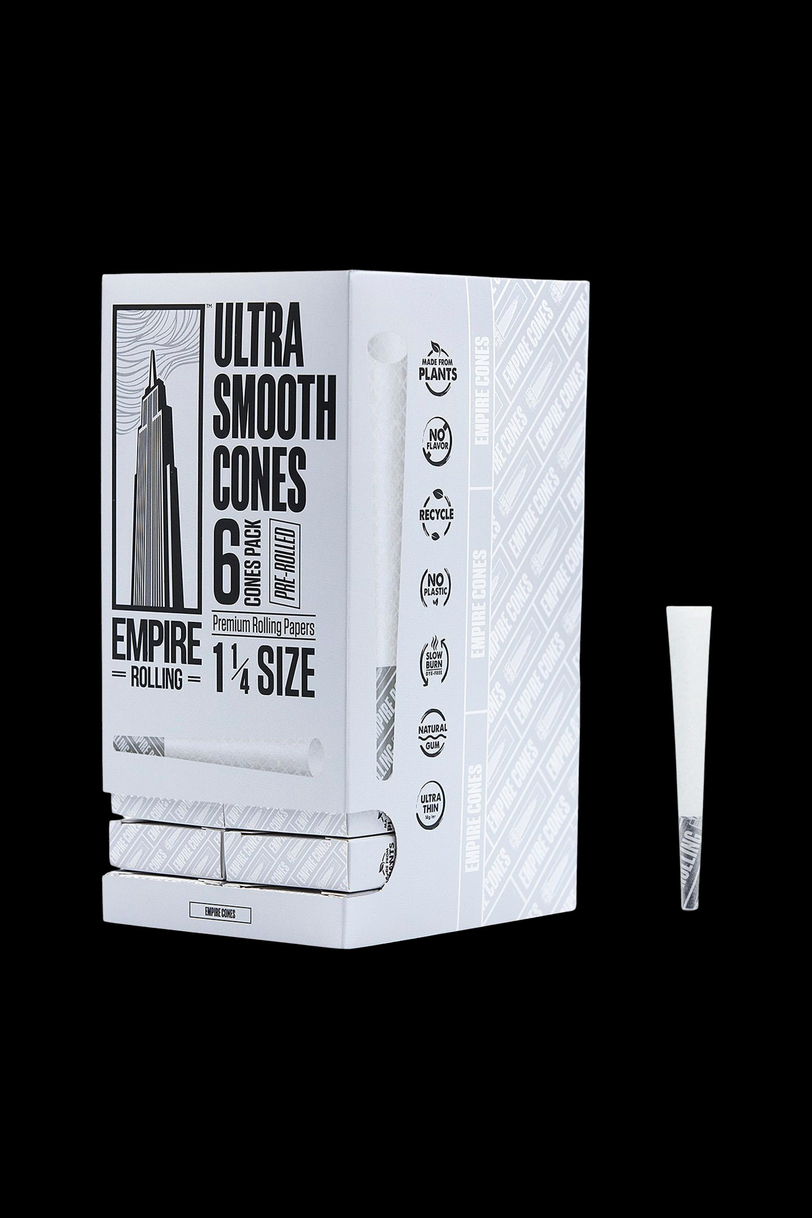Empire Rolling UltraSmooth White Cones - 1.25 Size, 6-Pack