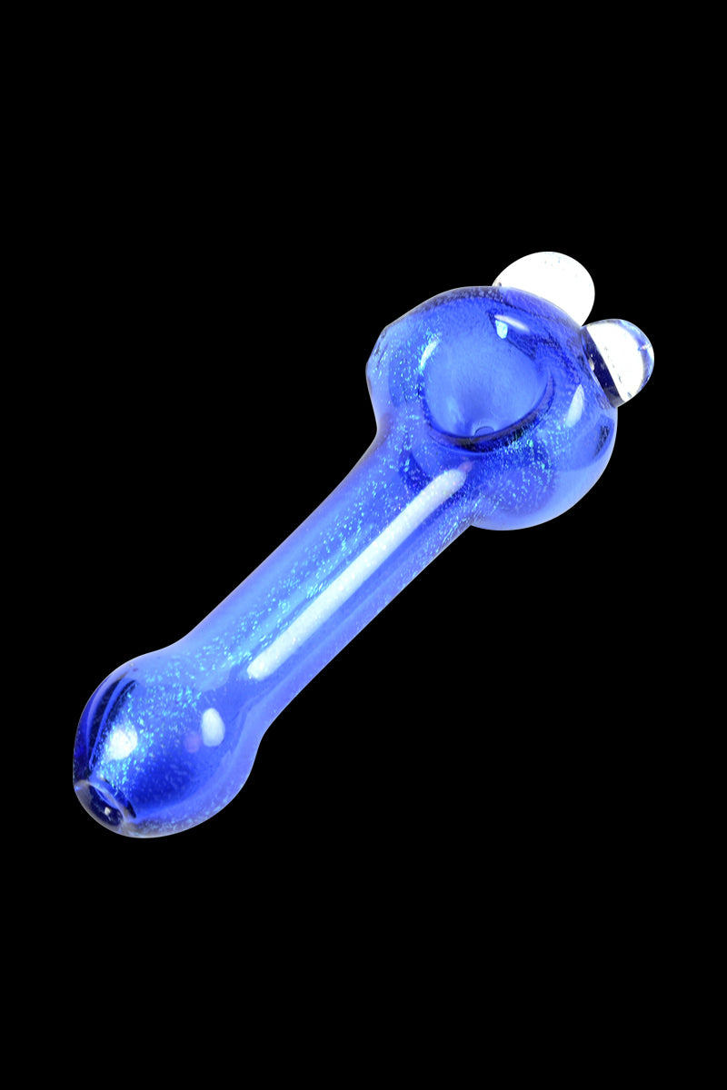 Glassheads Blue Dichro Spoon Pipe with Clear Marbles - A Stunning Smoking Essential