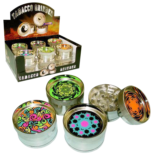 Amazing 12-Pack Metal 3-Piece Grinders with Stunning Black-light Designs