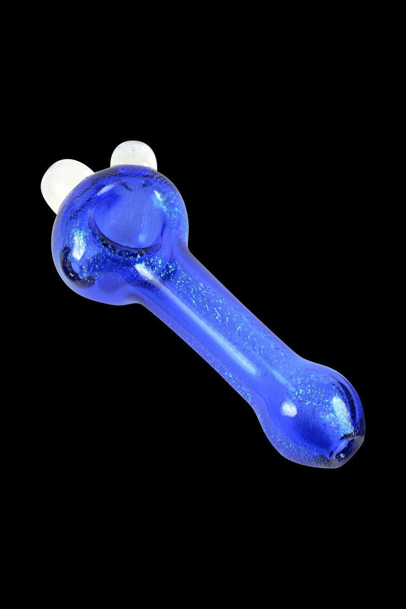 Glassheads Blue Dichro Spoon Pipe with Clear Marbles - A Stunning Smoking Essential