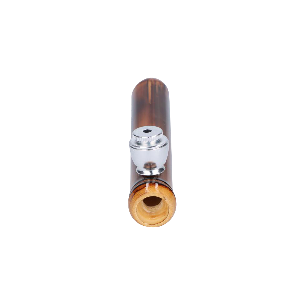 Elegant Bamboo Steamroller Pipe with Capped Herb Bowl