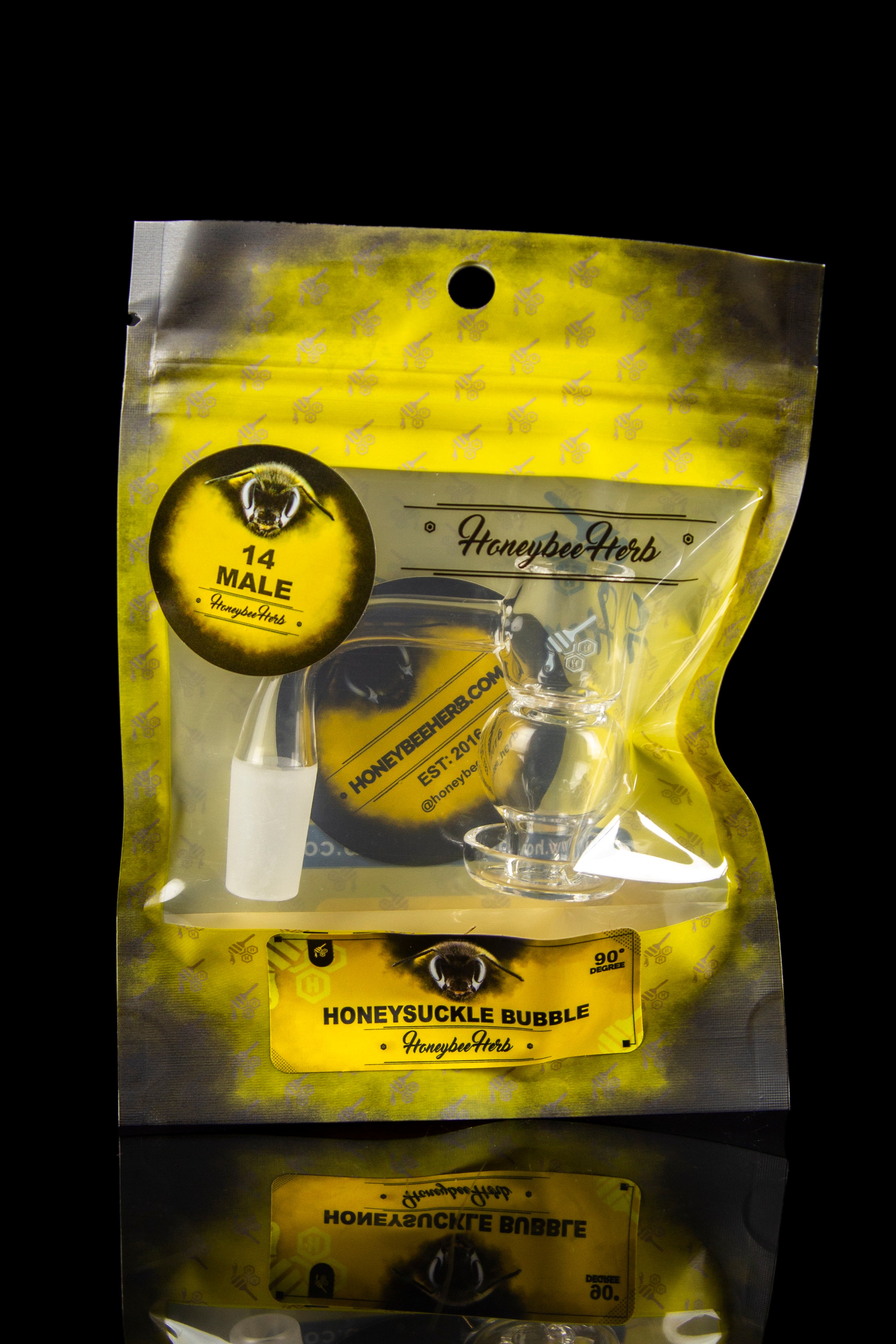 Honeybee Herb Stunning Honeysuckle Bubble Quartz Banger - Yellow Line