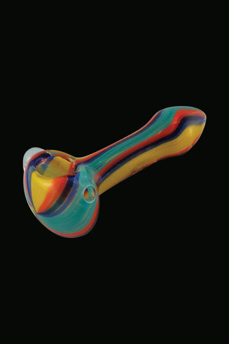 Vibrant Striped Multicolored Glass Spoon Pipe