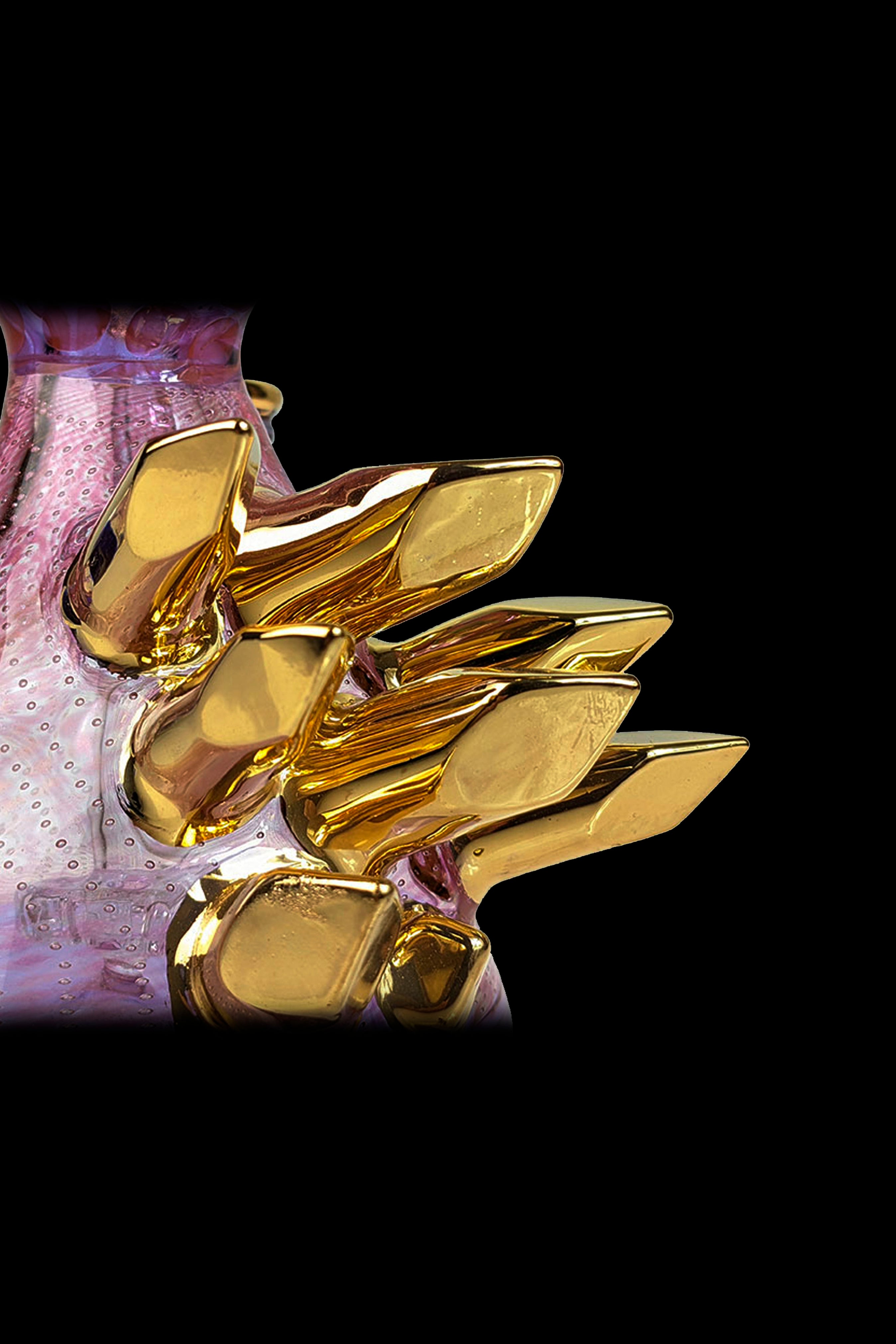 Cheech Glass Stunning Gold Crystal Water Pipe