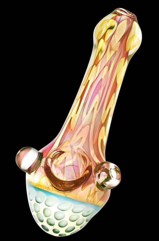 Stunning Inside Out Fumed Glass Spoon Pipe with Marbles