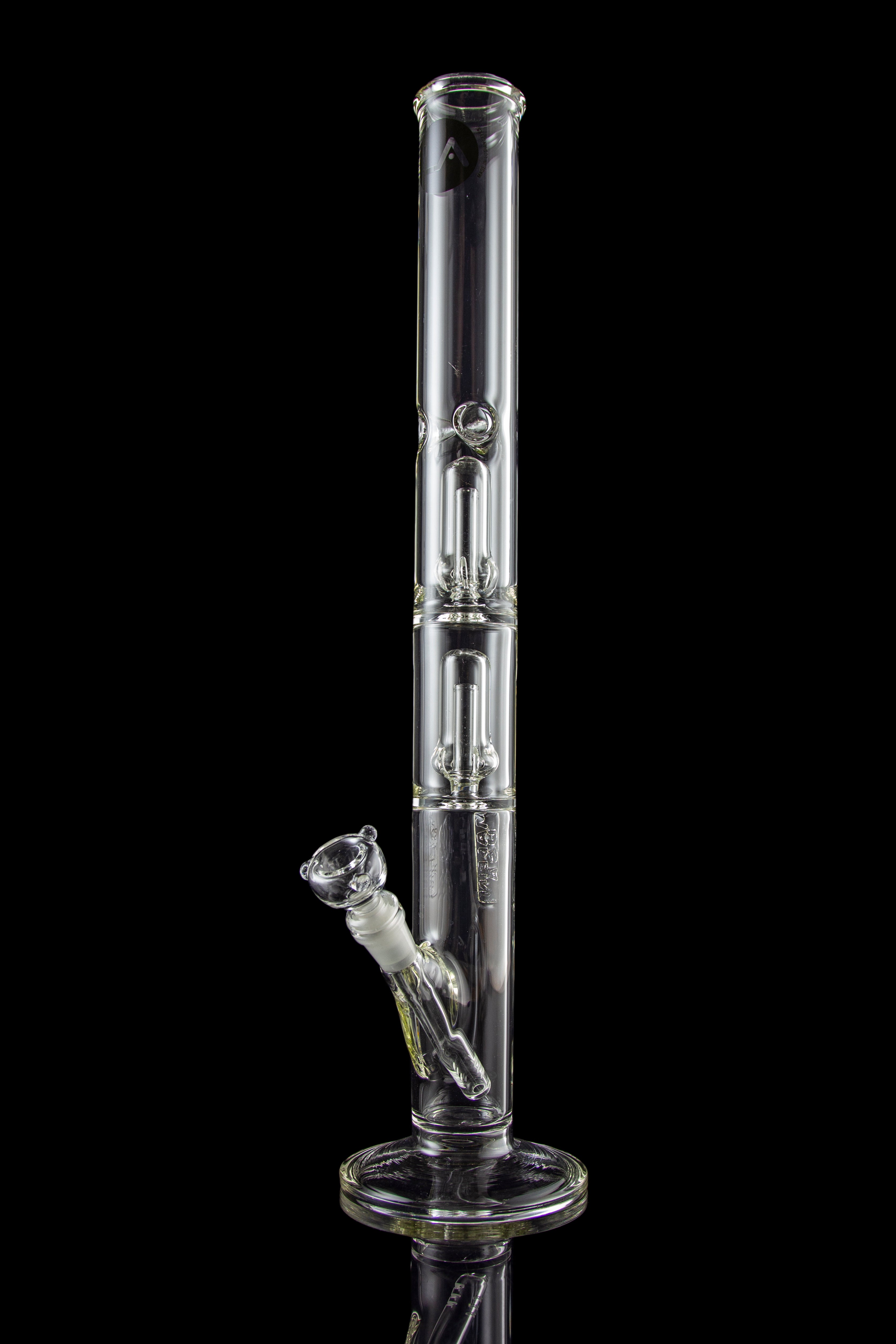 LA Pipes Thick Glass Straight Tube Bong with Showerhead Perc - Multiple Perc Options!