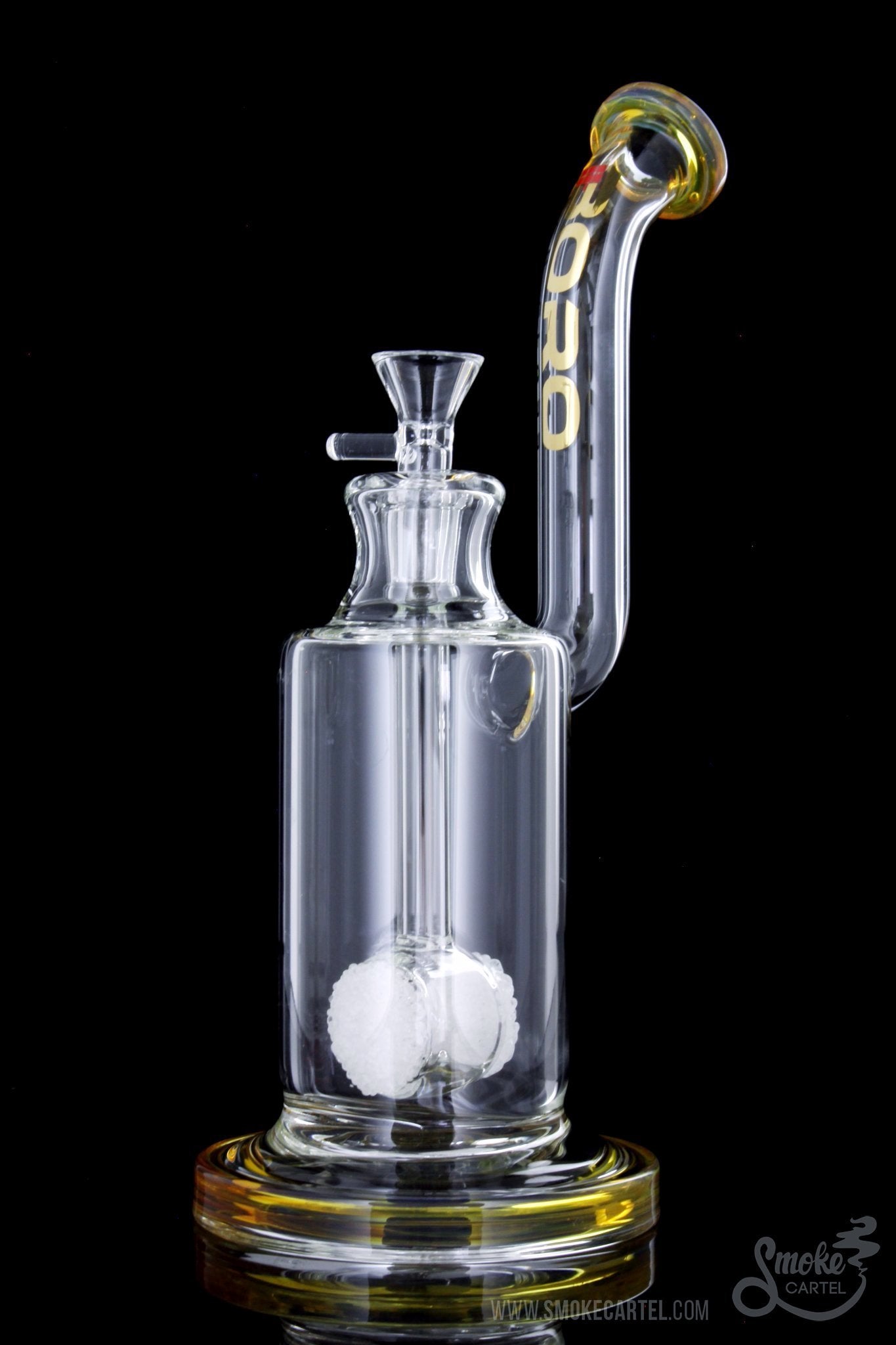 BoroTech Glass Rok Bubbler: Suspended Frit Drum Perc Magic