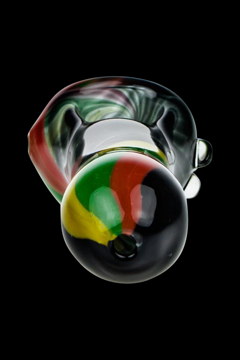 G-Spot Black Rasta Stripes Glass Spoon Pipe - Premium Smoking Delight