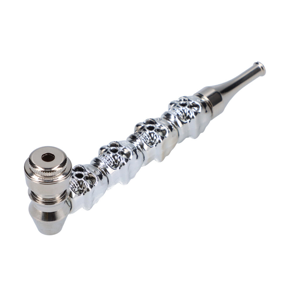 Cool Metal Hand Pipe with Stunning Skull Stem