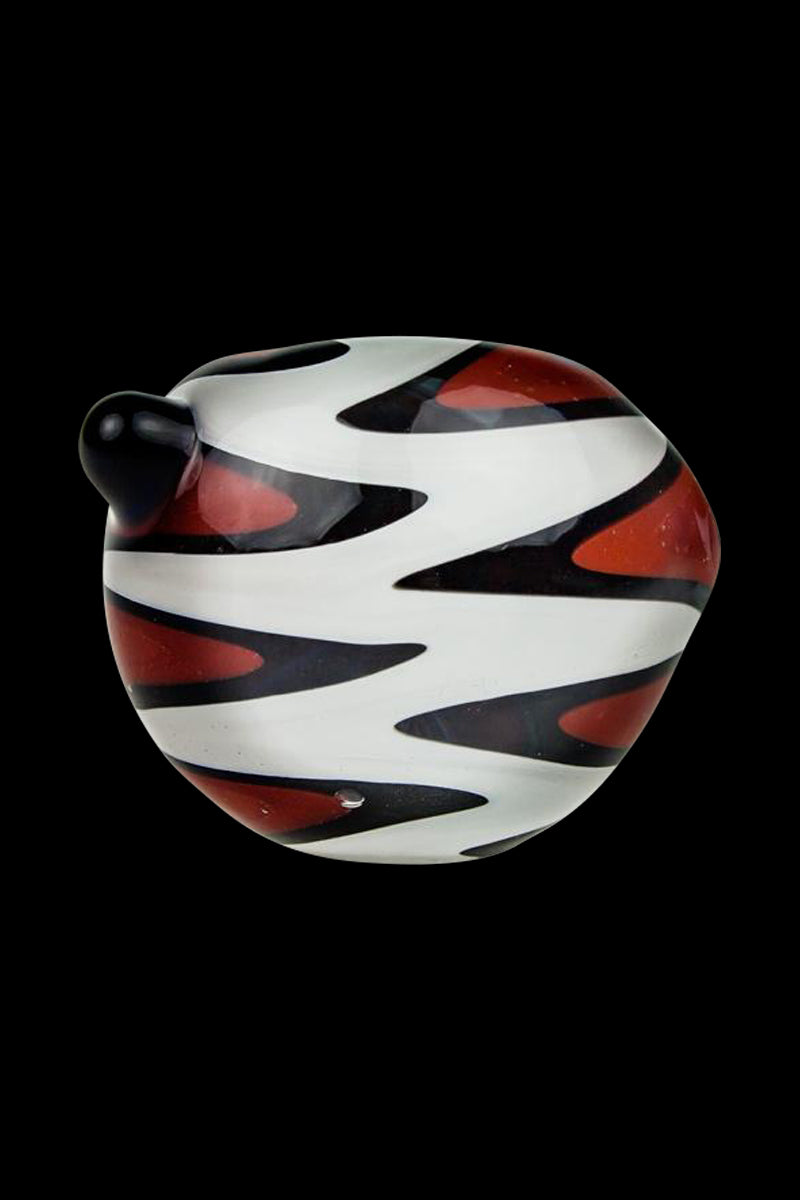 G-Spot Stunning Glass Spoon Pipe with Color Stripes and Clear Marbles