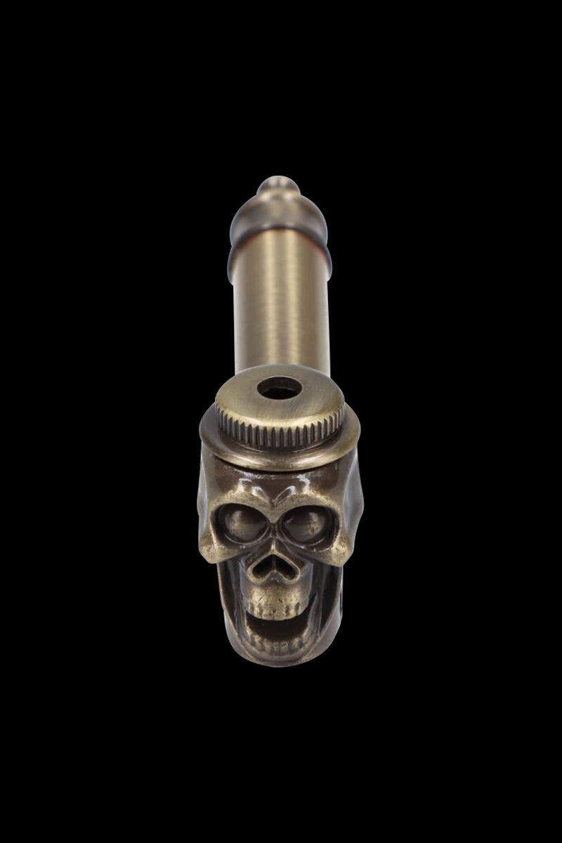 Stunning Metal Hand Pipe Featuring a Detailed Skull Head