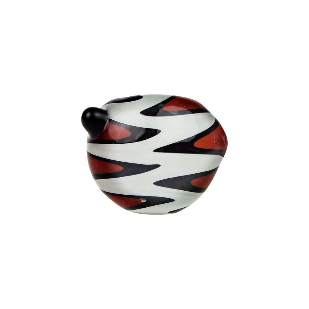 G-Spot Stunning Glass Spoon Pipe with Color Stripes and Clear Marbles