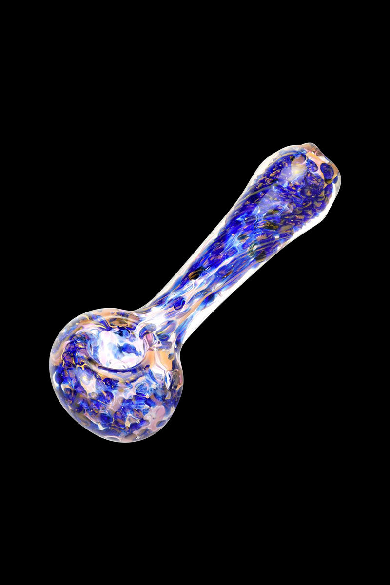 Stunning Blue & Gold Fumed Swirl Spoon Pipe - A Must-Have!