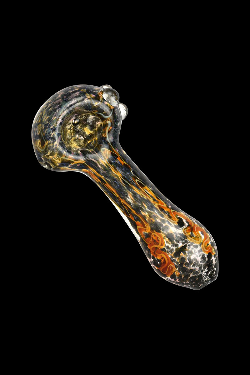 Colorful Fritted Squiggle Glass Spoon Pipe - Handmade for Ultimate Smoking Experience