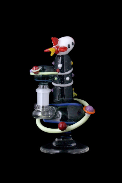 Empire Glassworks Colorful Rocket Ship Mini Rig with Stunning Dichroic Accents