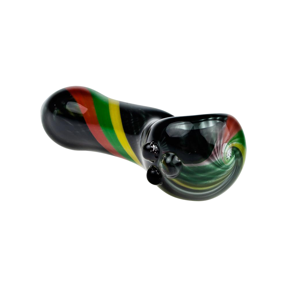 G-Spot Black Rasta Stripes Glass Spoon Pipe - Premium Smoking Delight