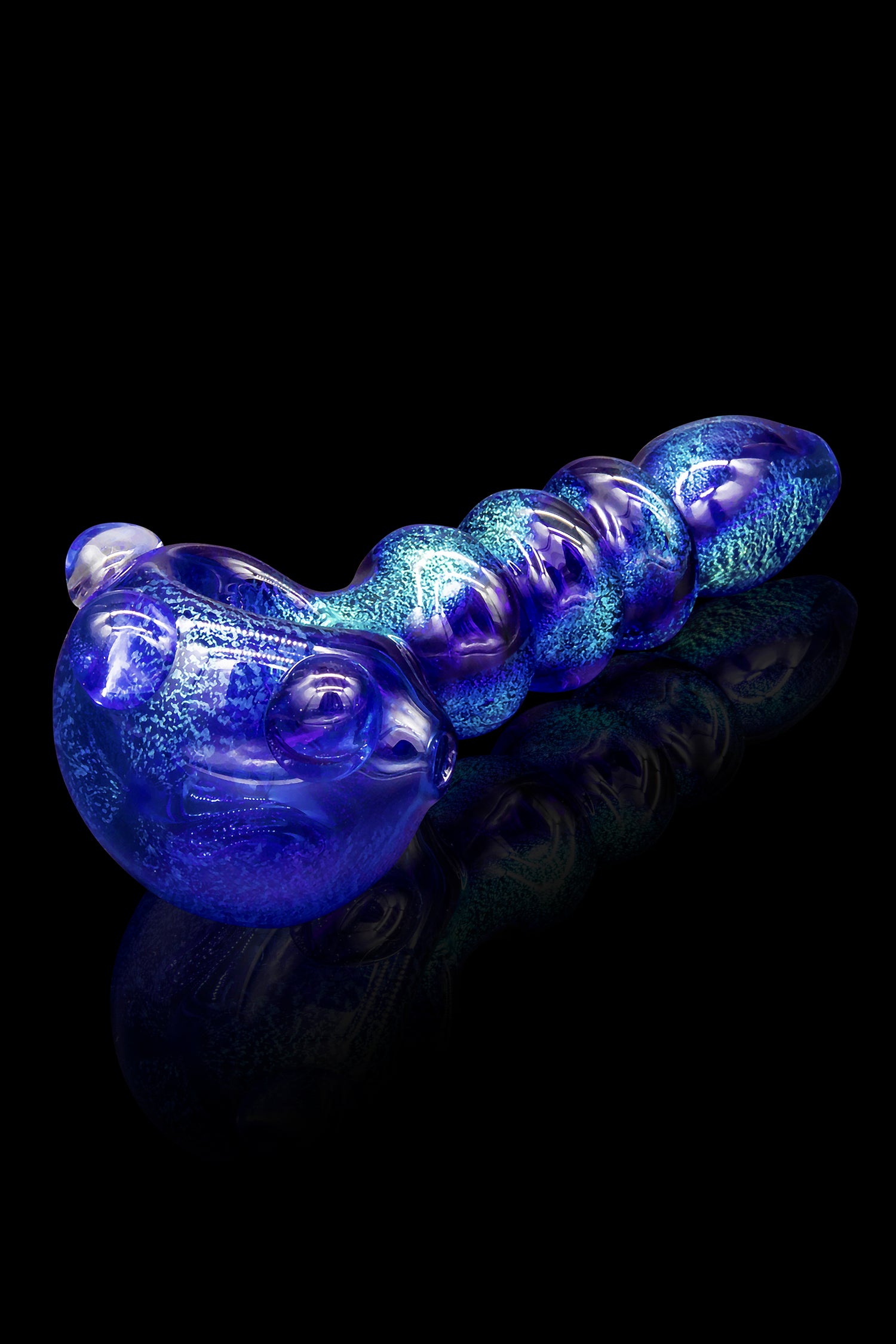 LA Pipes Andromeda Solid Blue Dichro Maria Ringed Spoon - A Stunning Piece