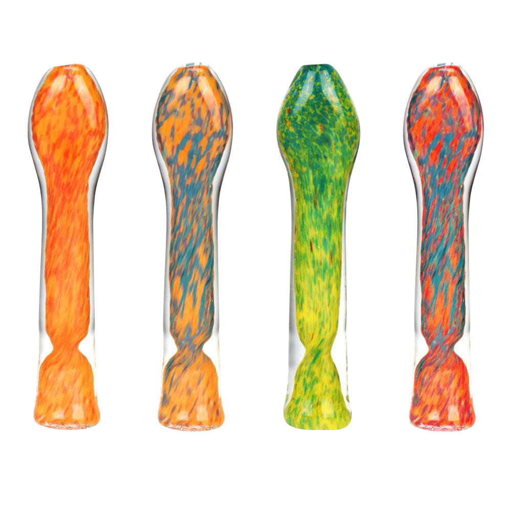 Stylish Fritted Swirl Flat Mouth Glass Chillum - The Ultimate Portable Taster