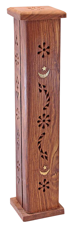 Enchanting Moon & Star Wooden Tower Incense Burner