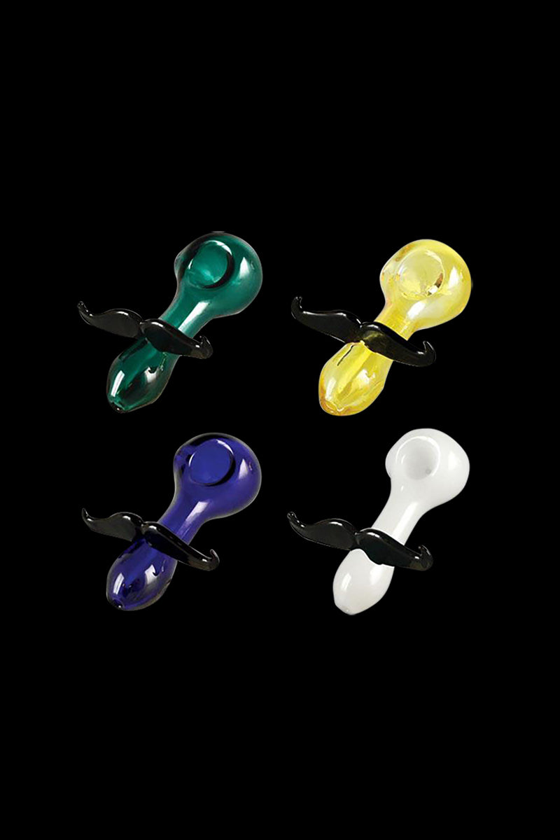 Funky Mustache Glass Spoon Pipe - A Hilarious Smoking Companion