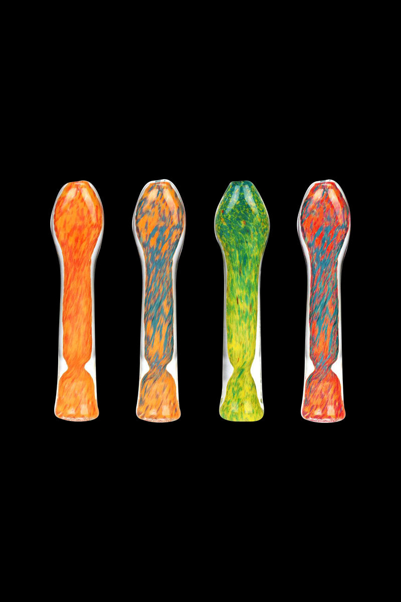 Stylish Fritted Swirl Flat Mouth Glass Chillum - The Ultimate Portable Taster