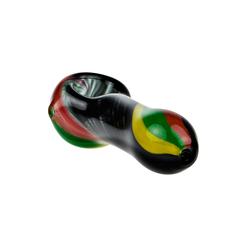 G-Spot Black Rasta Stripes Glass Spoon Pipe - Premium Smoking Delight
