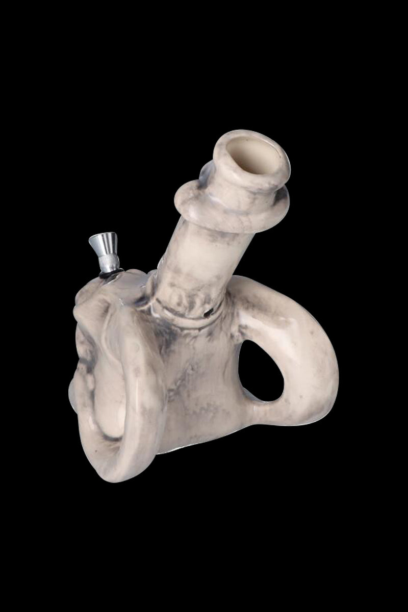Stunning Horned Skull & Candle Ceramic Bong