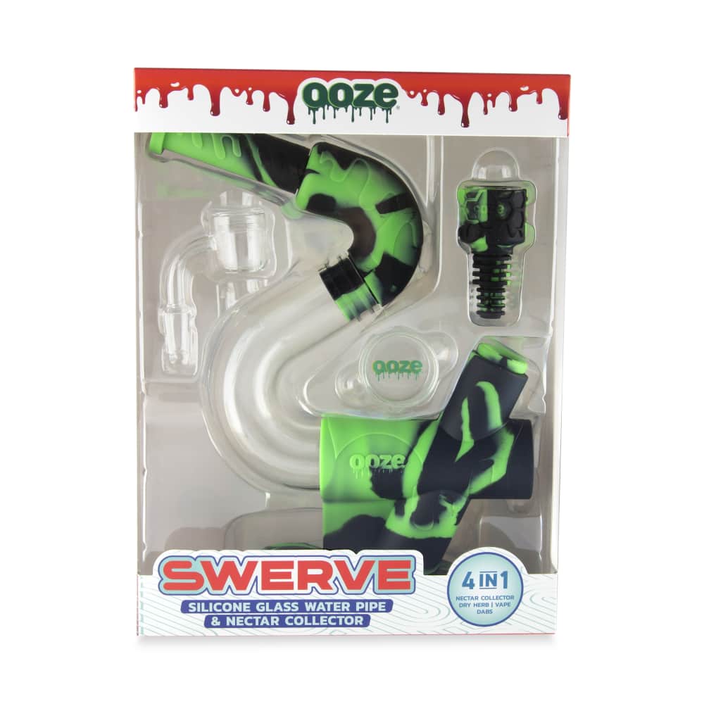 Ooze Swerve 4-in-1 Hybrid Silicone and Glass Water Pipe - The Ultimate Smoking Companion