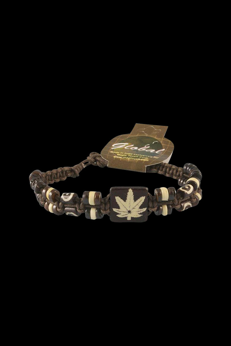 Stunning Beaded Hemp Bracelet with Exquisite Hemp Leaf Pendant