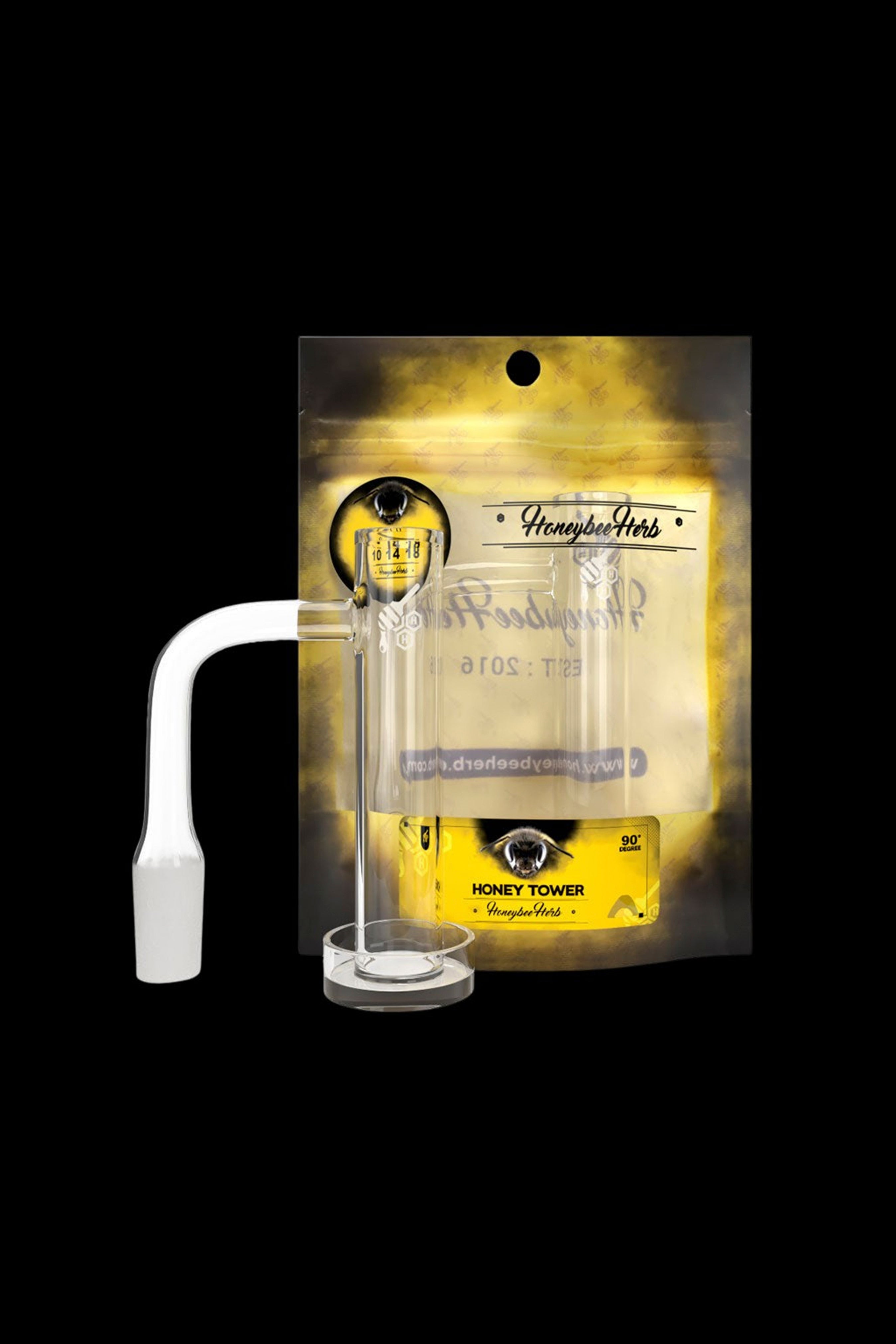 Honeybee Herb's Stunning Yellow Line Honey Tower Quartz Banger