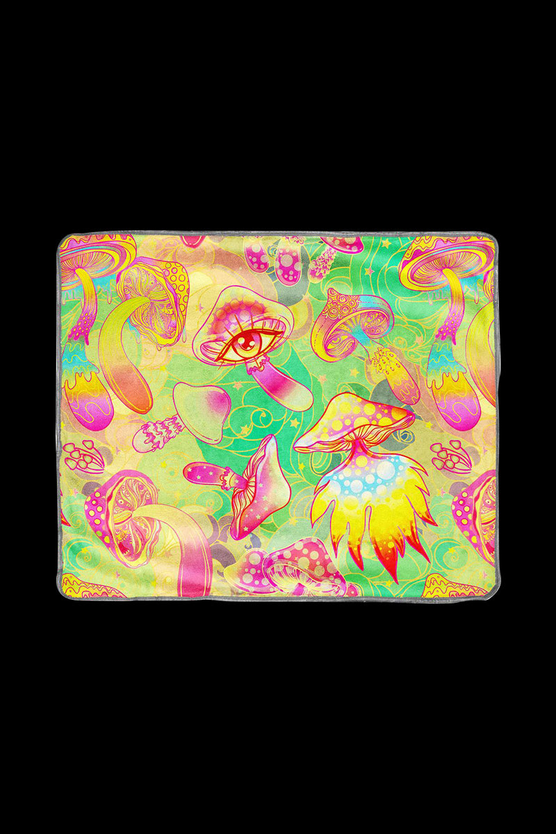 Pulsar's Enchanting Watchful Mushrooms Fleece Throw Blanket