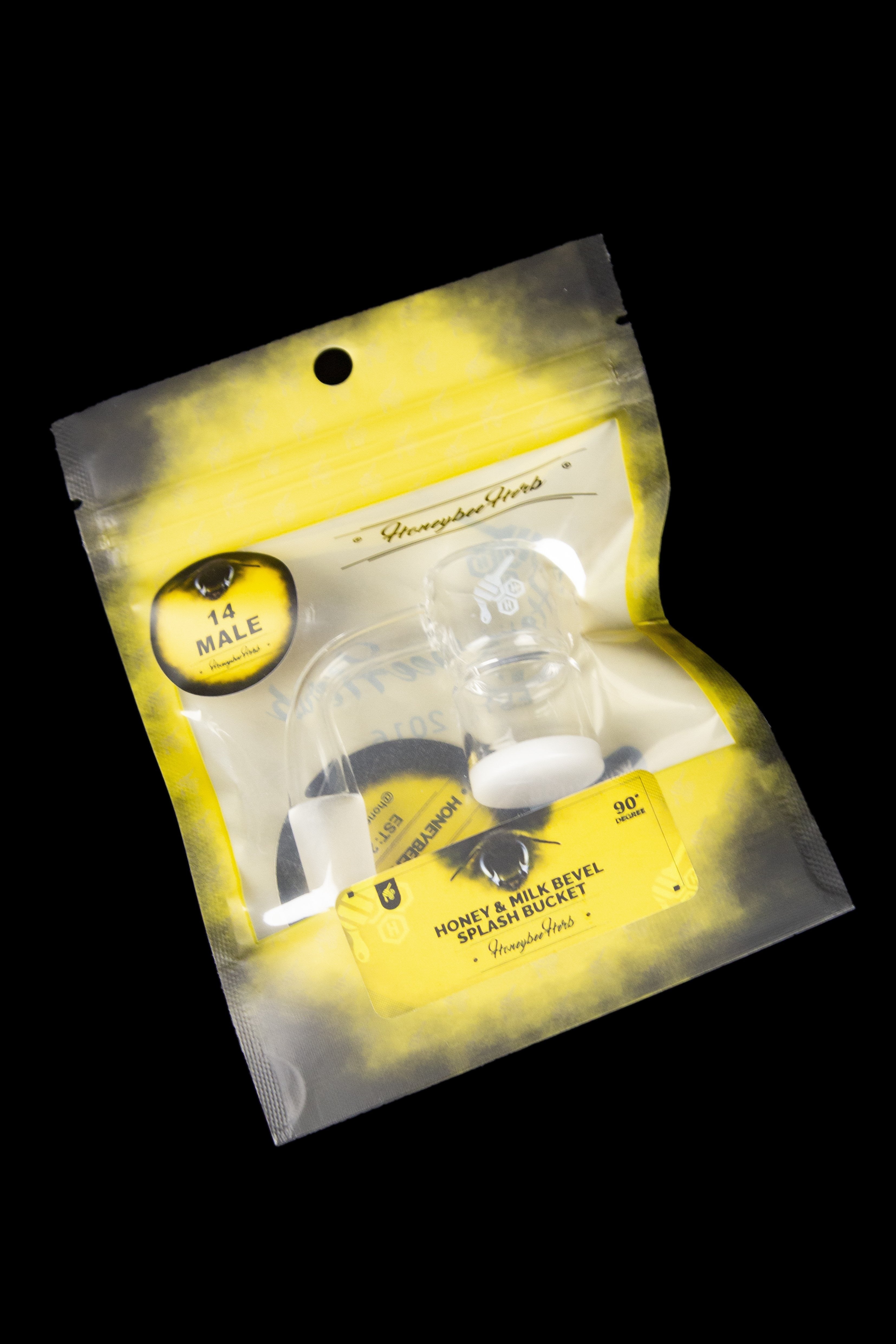 Honeybee Herb Honey & Milk Bevel Splash Bucket Quartz Banger - Yellow Line: The Ultimate Dab Tool