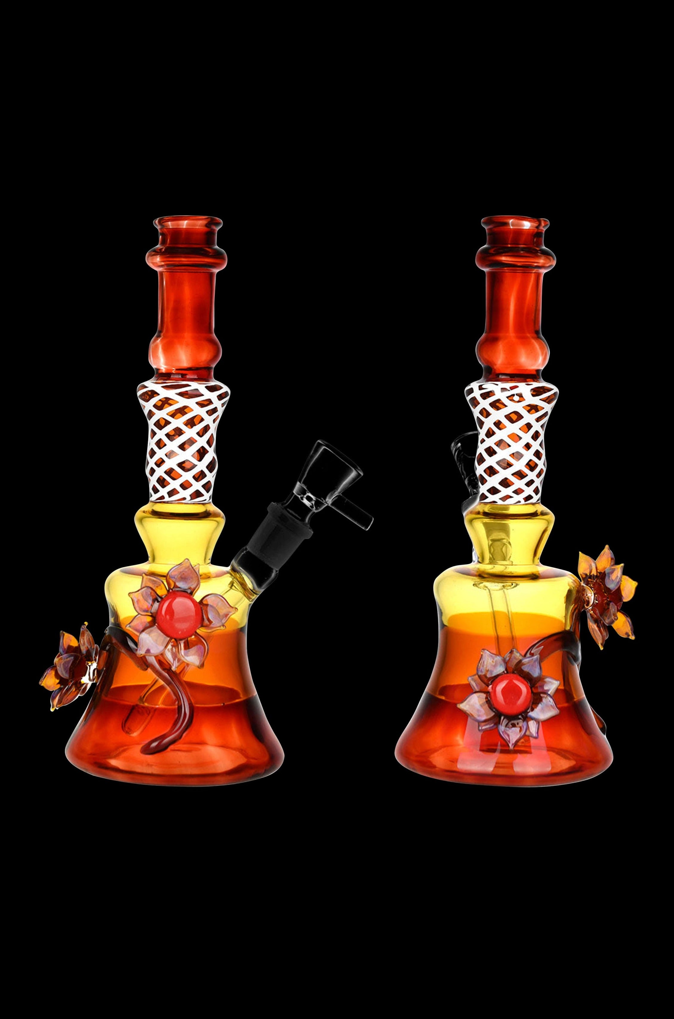 Enchanting Amber Autumn Flower Water Pipe