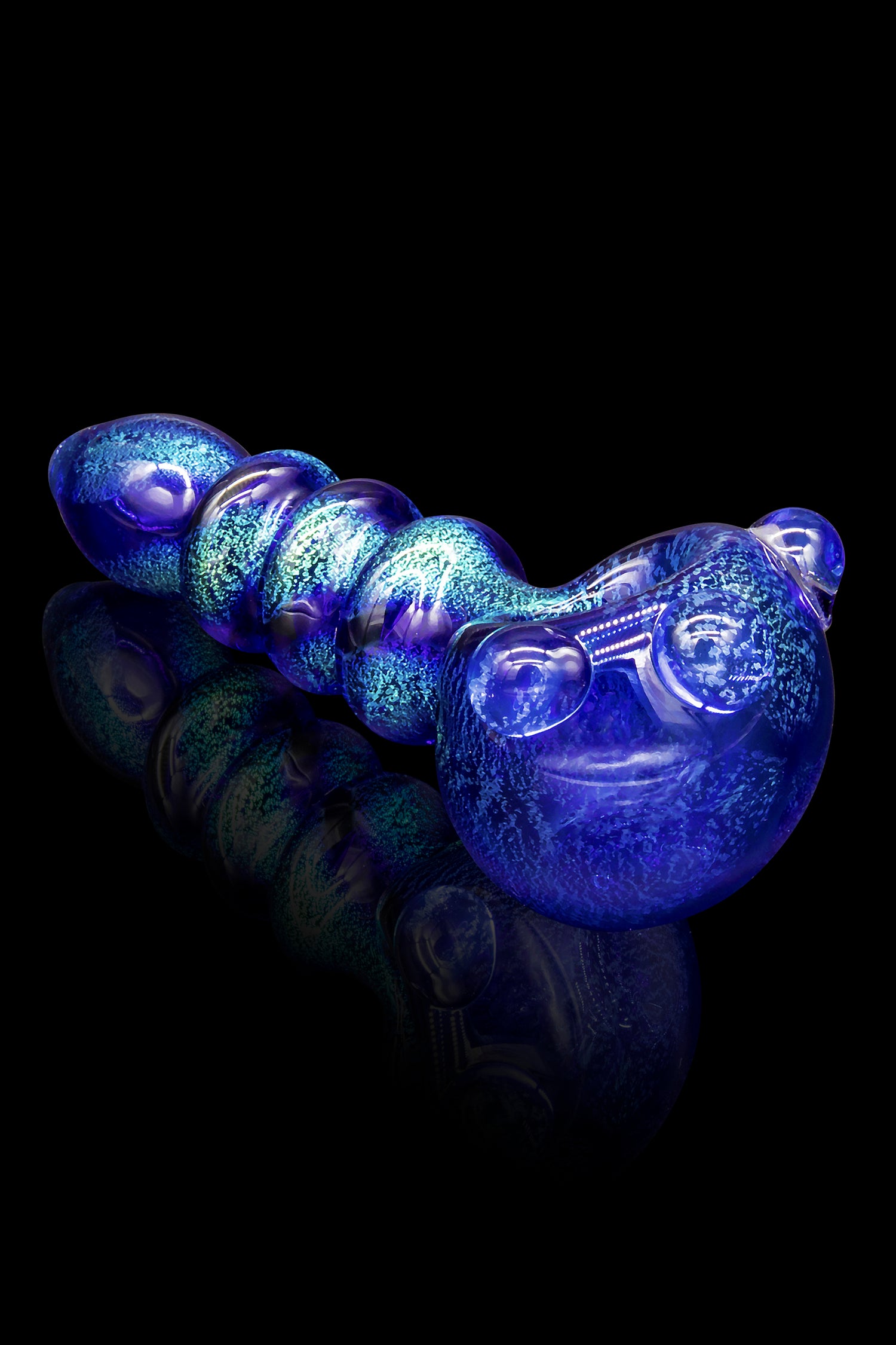 LA Pipes Andromeda Solid Blue Dichro Maria Ringed Spoon - A Stunning Piece
